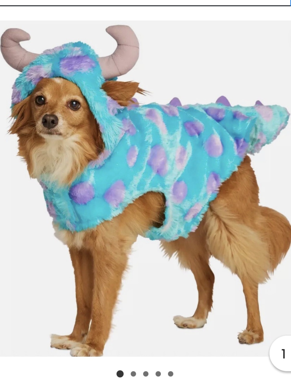 Disney Sulley Plush Pet Costume in Turquoise and Purple